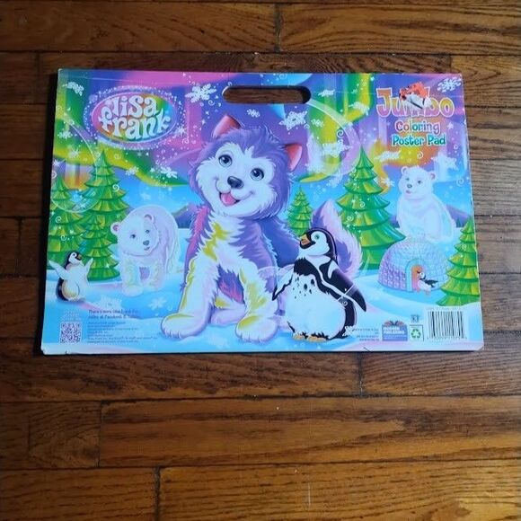 Lisa Frank Jumbo Coloring Poster Pad Wolf Penguin Igloo Design (Lisa Frank 2013 - Picture 1 of 16